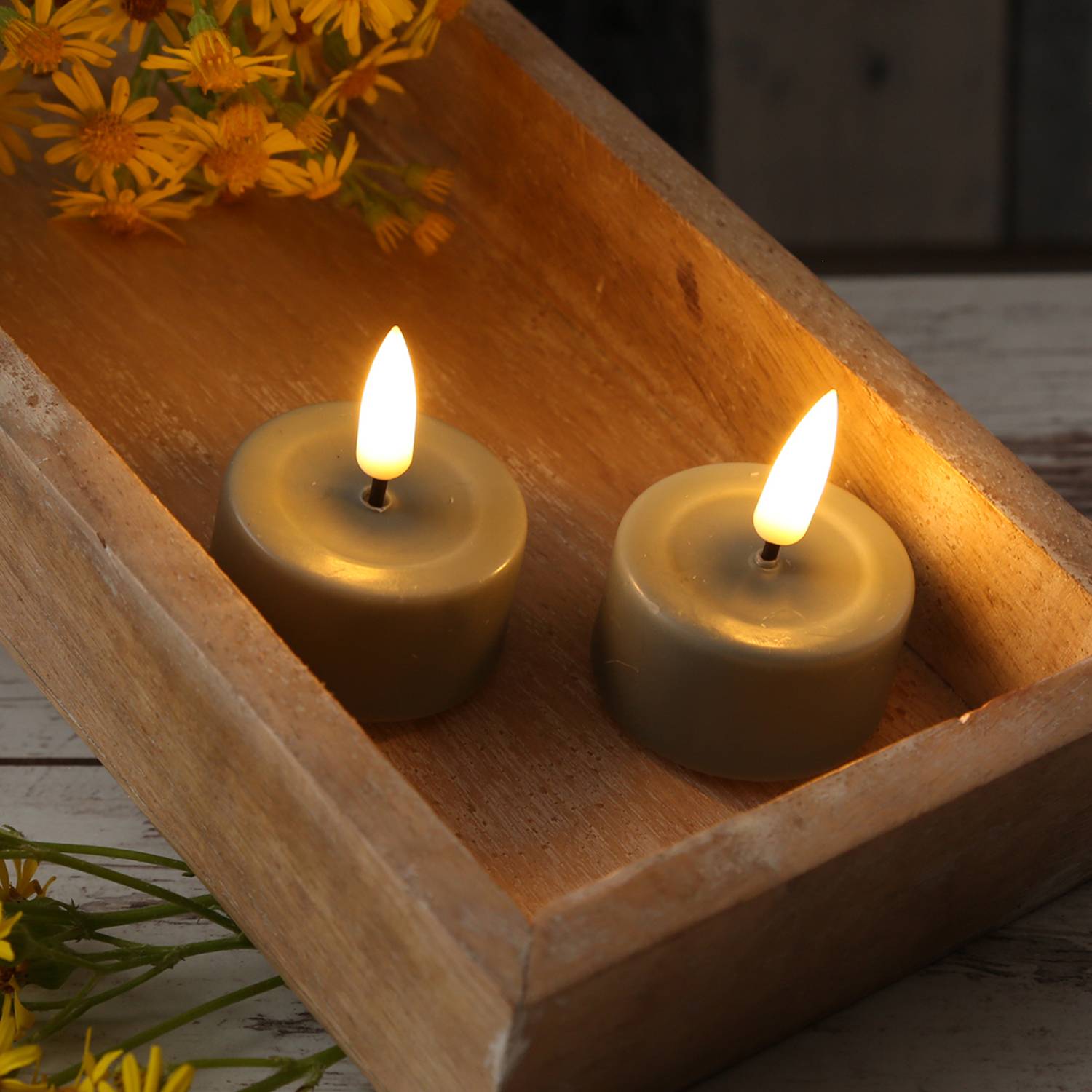 LED Teelichter Mia Deluxe Homeart flackernd inkl. Batterien D: 4,1cm sand 2St.