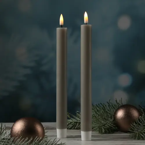 LED Stabkerzen Mia Deluxe Homeart Tafelkerzen Echtwachs 3D Flamme 24m sand 2Stk LED Stabkerzen Mia Deluxe Homeart Tafelkerzen Echtwachs 3D Flamme 24m sand 2Stk