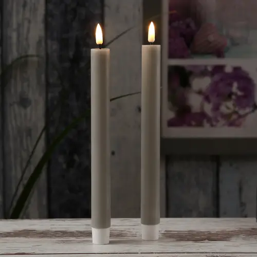 LED Stabkerzen Mia Deluxe Homeart Tafelkerzen Echtwachs 3D Flamme 24m sand 2Stk LED Stabkerzen Mia Deluxe Homeart Tafelkerzen Echtwachs 3D Flamme 24m sand 2Stk