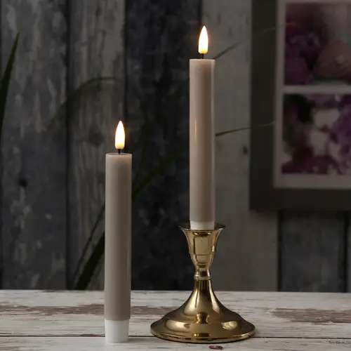 LED Stabkerzen Mia Deluxe Homeart Tafelkerzen Echtwachs 3D Flamme 15cm sand 2Stk LED Stabkerzen Mia Deluxe Homeart Tafelkerzen Echtwachs 3D Flamme 15cm sand 2Stk