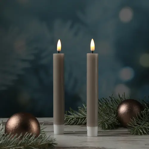 LED Stabkerzen Mia Deluxe Homeart Tafelkerzen Echtwachs 3D Flamme 15cm sand 2Stk LED Stabkerzen Mia Deluxe Homeart Tafelkerzen Echtwachs 3D Flamme 15cm sand 2Stk