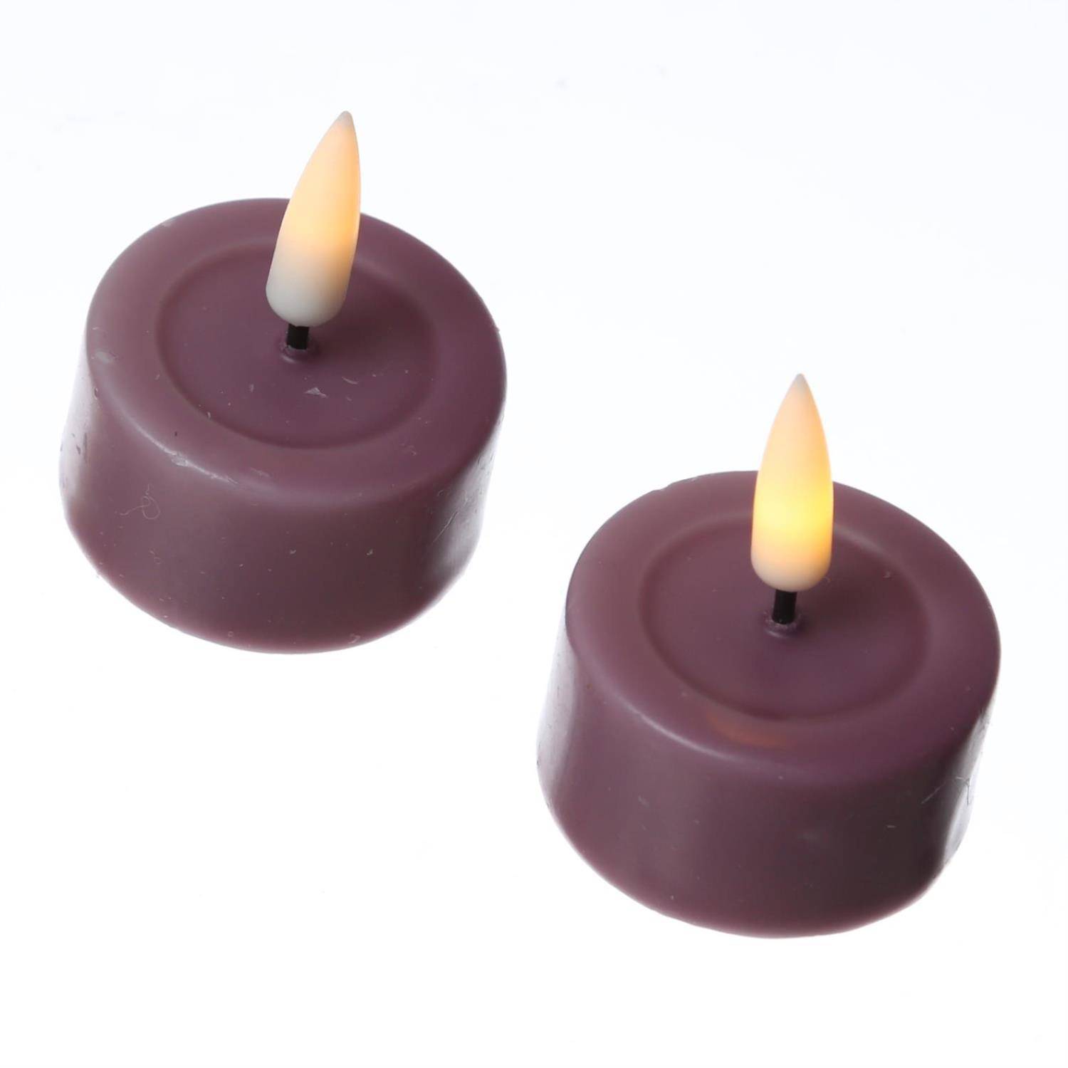 LED Teelichter Mia Deluxe Homeart flackernd mit Batterien D: 4,1cm flieder 2St.
