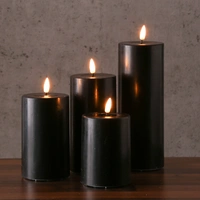 LED Kerze Deluxe Echtwachs realistische 3D Flamme H:15cm Batteriebetrieb schwarz LED Kerze Deluxe Echtwachs realistische 3D Flamme H:15cm Batteriebetrieb schwarz