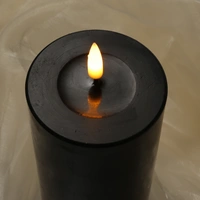 LED Kerze Deluxe Echtwachs realistische 3D Flamme H:15cm Batteriebetrieb schwarz LED Kerze Deluxe Echtwachs realistische 3D Flamme H:15cm Batteriebetrieb schwarz
