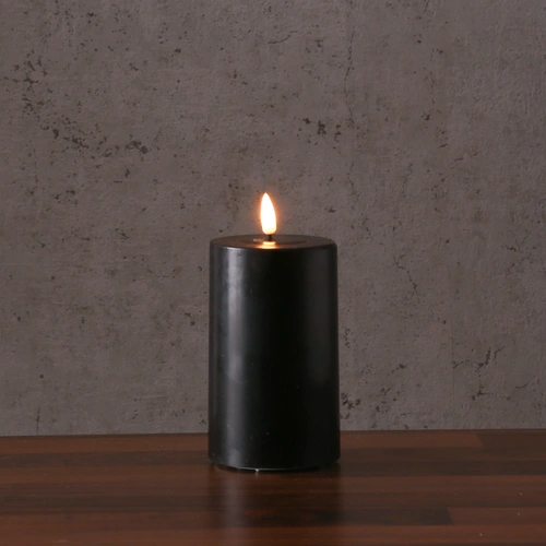 LED Kerze Deluxe Echtwachs realistische 3D Flamme H:15cm Batteriebetrieb schwarz LED Kerze Deluxe Echtwachs realistische 3D Flamme H:15cm Batteriebetrieb schwarz