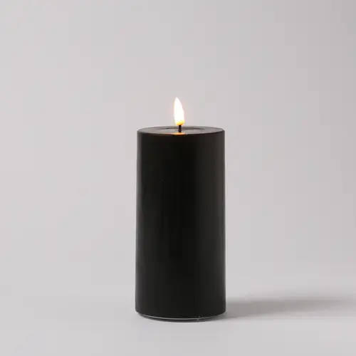 LED Kerze Deluxe Echtwachs realistische 3D Flamme H:15cm Batteriebetrieb schwarz LED Kerze Deluxe Echtwachs realistische 3D Flamme H:15cm Batteriebetrieb schwarz