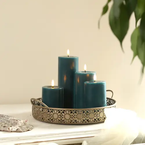 LED Kerze Mia Deluxe Homeart Echtwachs flackernde Flamme H: 20cm D: 7,5cm petrol LED Kerze Mia Deluxe Homeart Echtwachs flackernde Flamme H: 20cm D: 7,5cm petrol