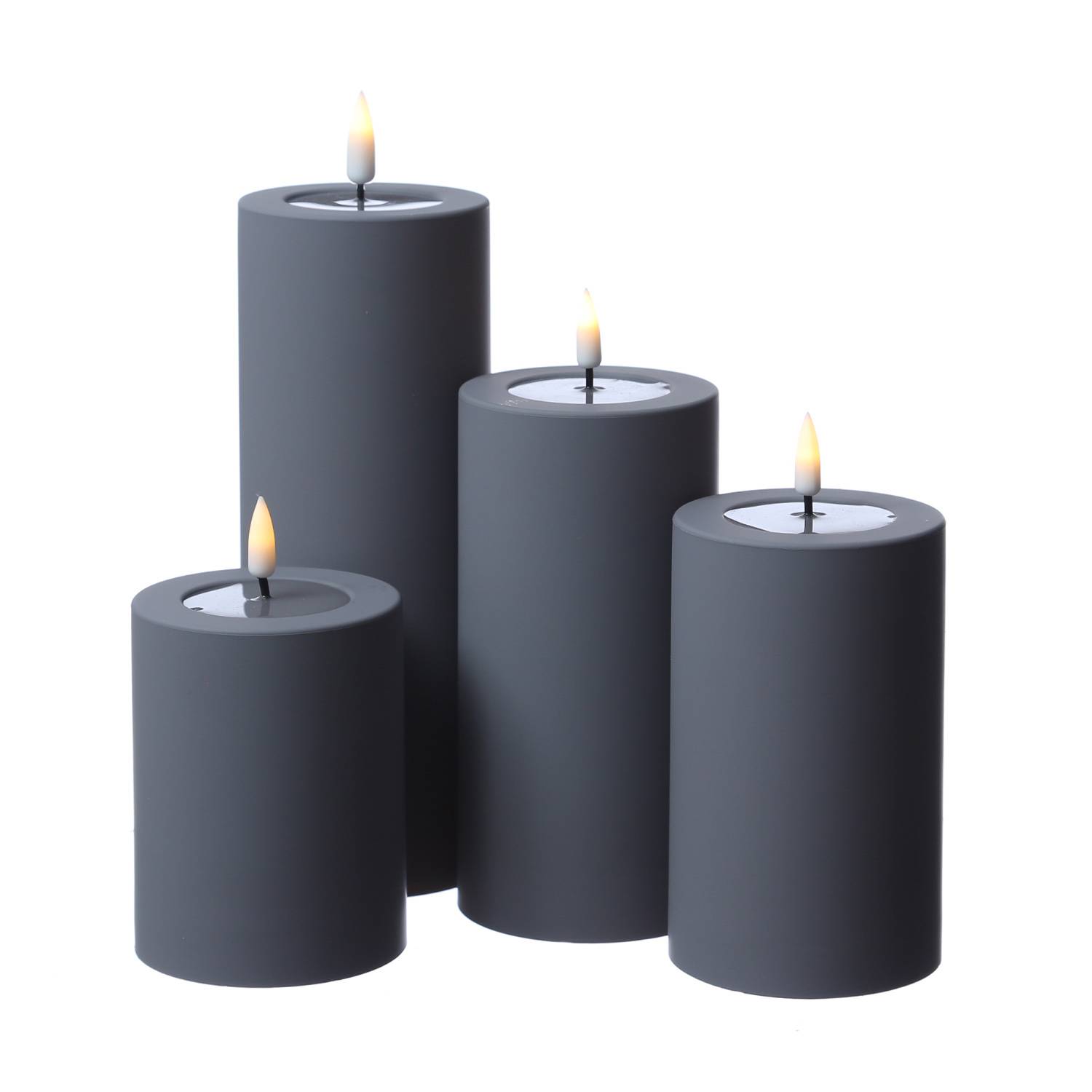 LED Kerze MIA outdoor Deluxe Homeart Stumpenkerze für Außen H: 20cm D:7,5cm grau