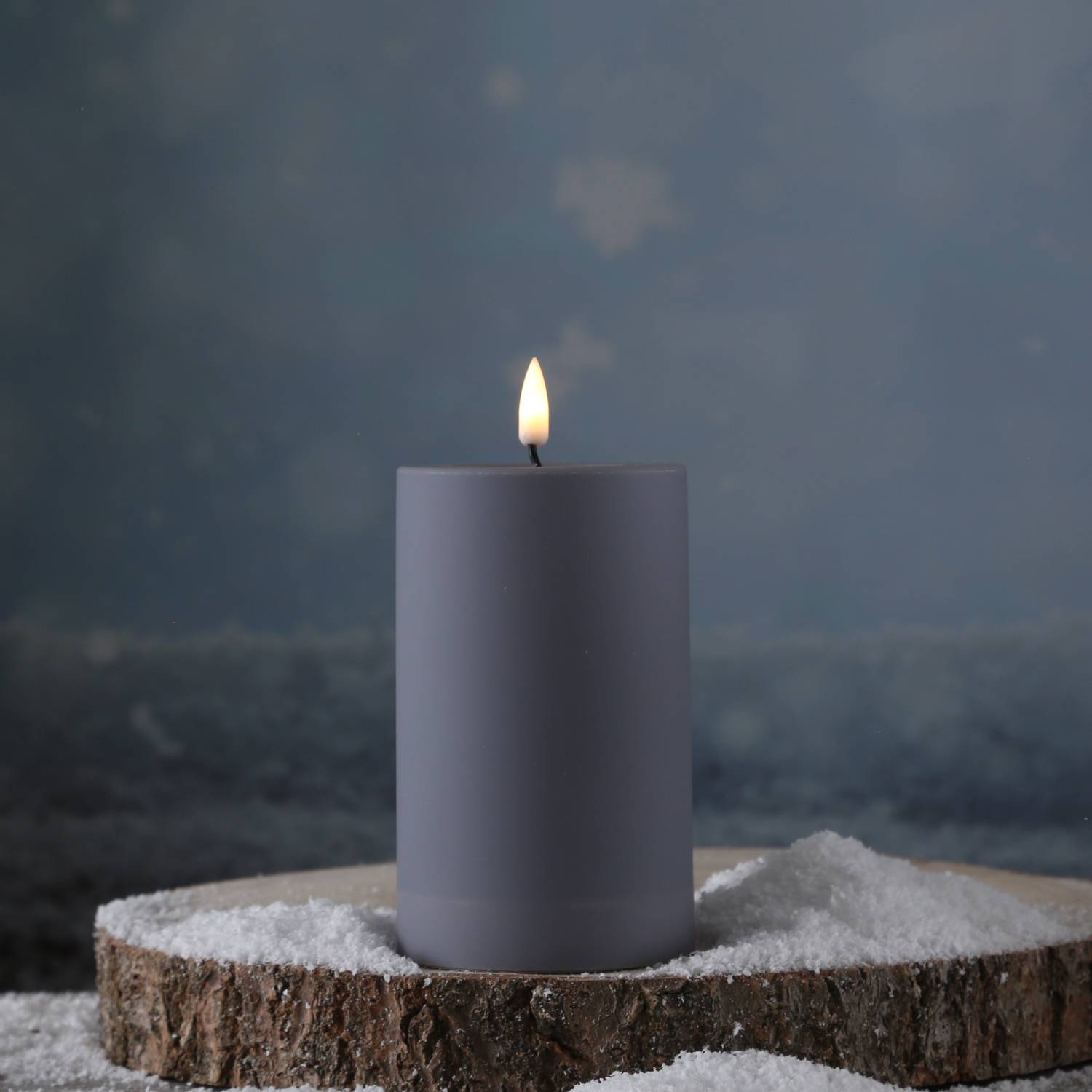 LED Kerze MIA outdoor Deluxe Homeart Stumpenkerze f. Außen H:12,5cm D:7,5cm grau