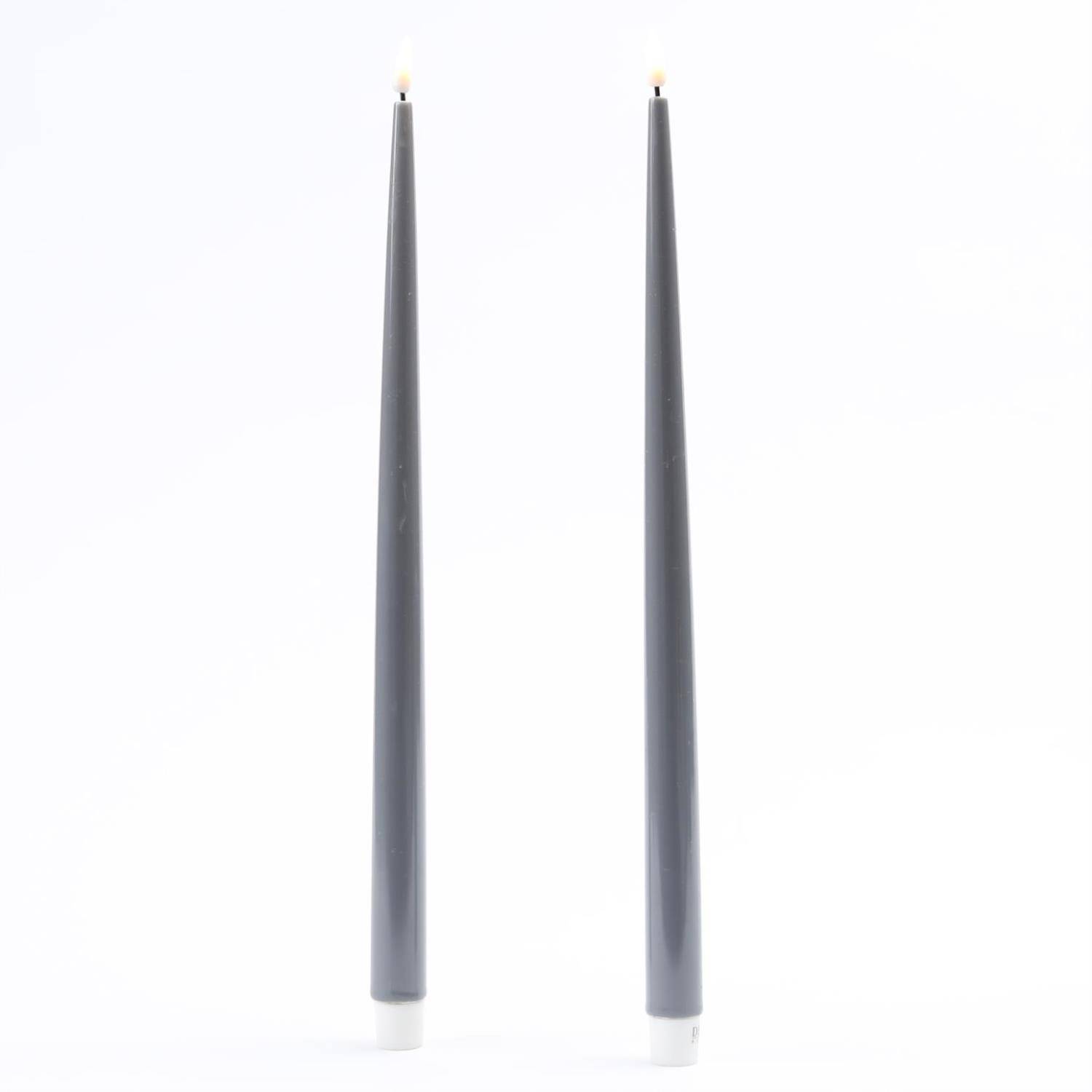 LED Stabkerze Deluxe Homeart Tafelkerze 3D Flamme flackernd 38cm grau 2St.