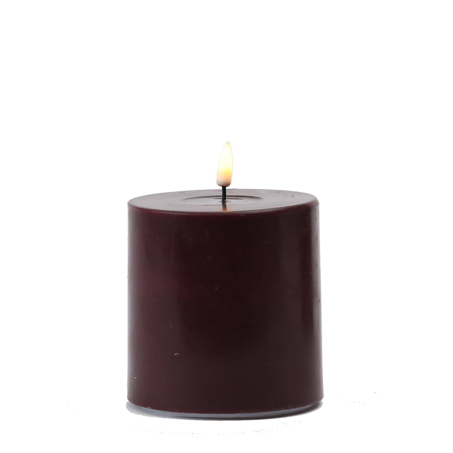 LED Kerze Mia Deluxe Homeart Echtwachs flackernde Flamme H: 10cm D: 10cm weinrot