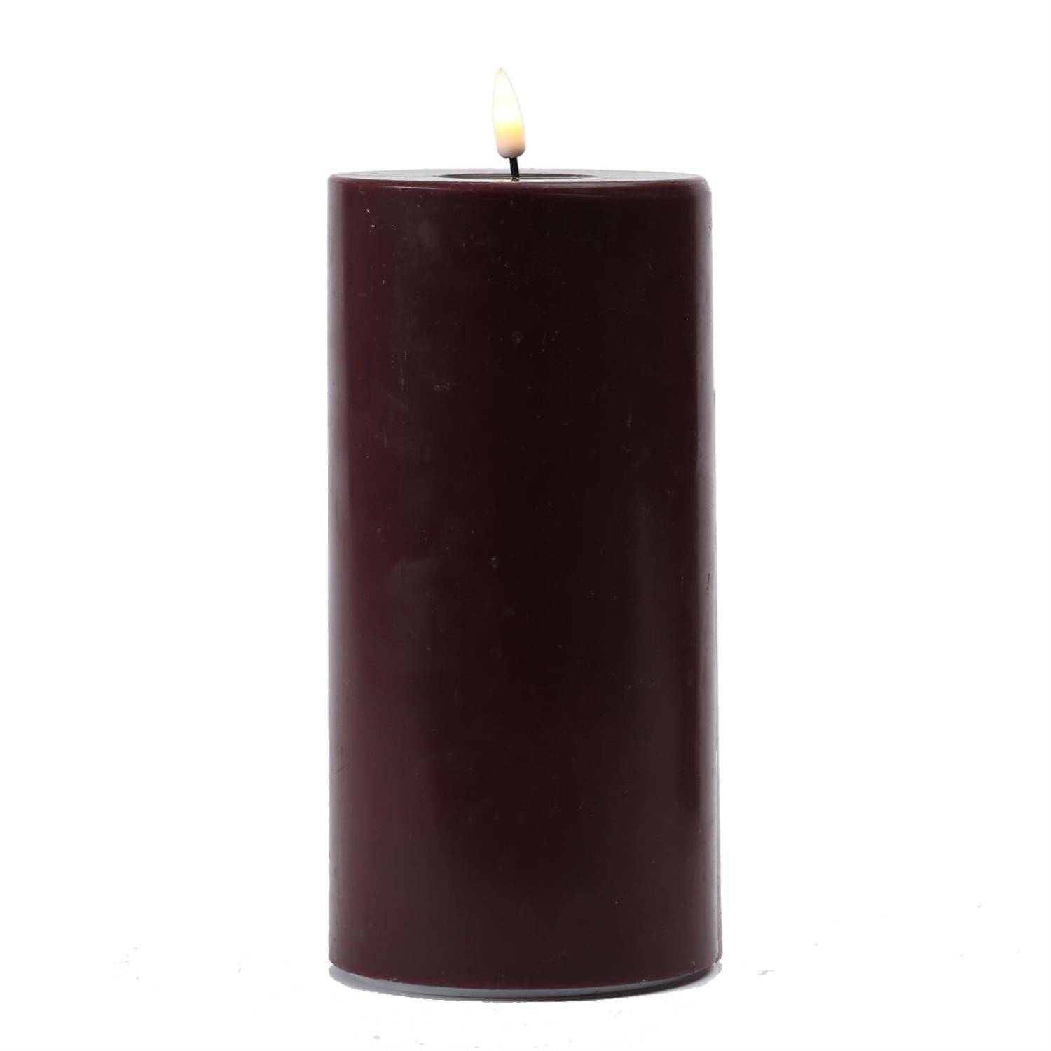 LED Kerze Mia Deluxe Homeart Echtwachs flackernde Flamme H: 20cm D: 10cm weinrot