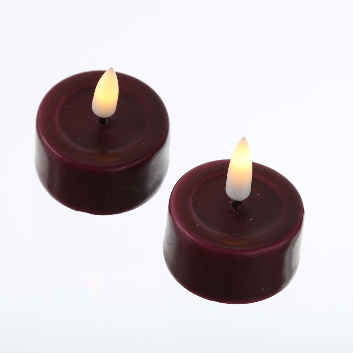 LED Teelichter Mia Deluxe Homeart flackernd inkl. Batterien D:4,1cm weinrot 2St.