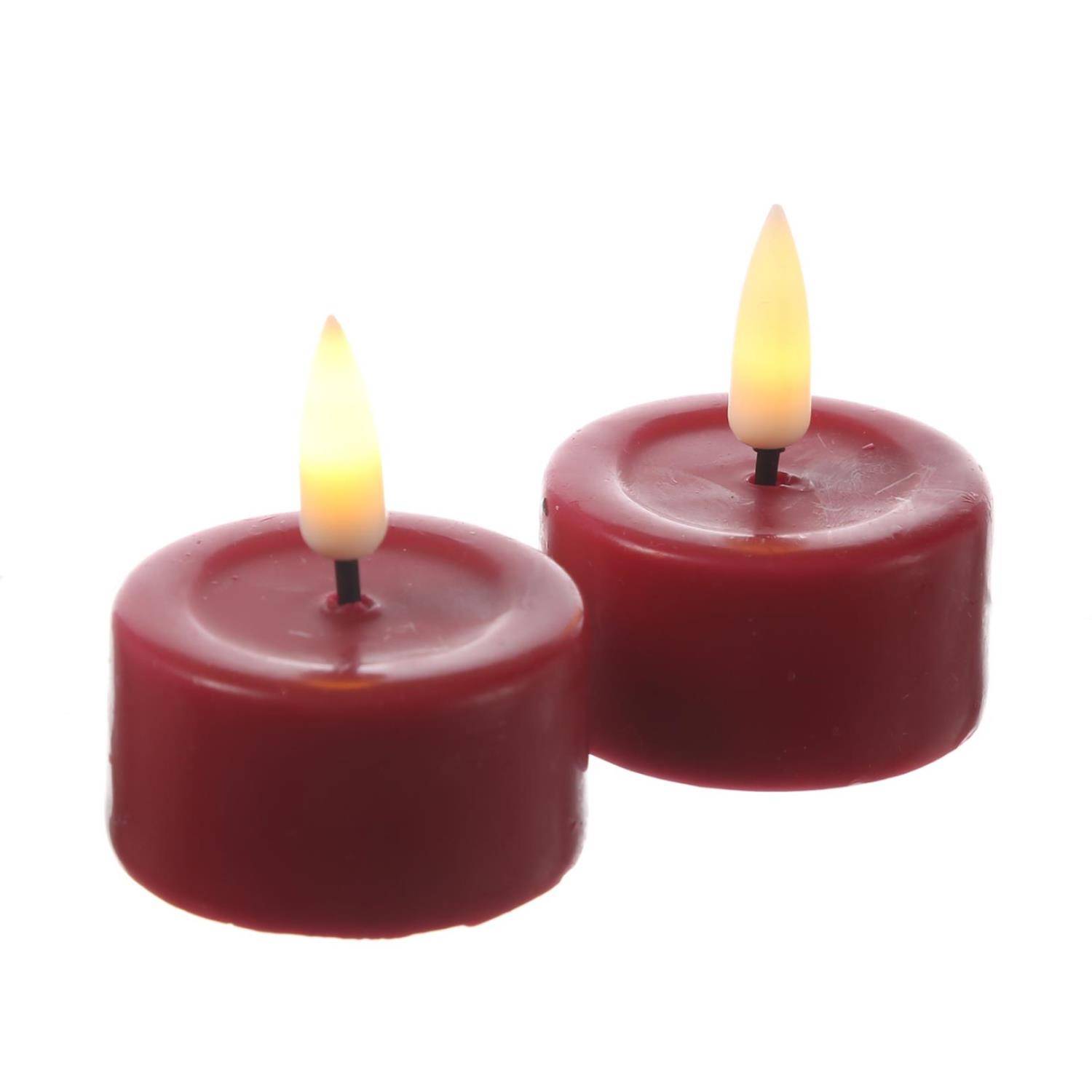 LED Teelicht Mia Deluxe Homeart flackernd mit Batterien D: 4,1cm rot 2 Stück