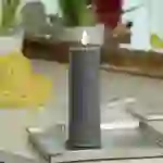 LED Kerze Deluxe Echtwachs 3D Flamme Wachsspiegel flackernd H: 15cm D: 5cm grau LED Kerze Deluxe Echtwachs 3D Flamme Wachsspiegel flackernd H: 15cm D: 5cm grau