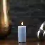 LED Kerze Mia Deluxe Echtwachs 3D Flamme Wachsspiegel flackernd H: 10cm hellblau LED Kerze Mia Deluxe Echtwachs 3D Flamme Wachsspiegel flackernd H: 10cm hellblau