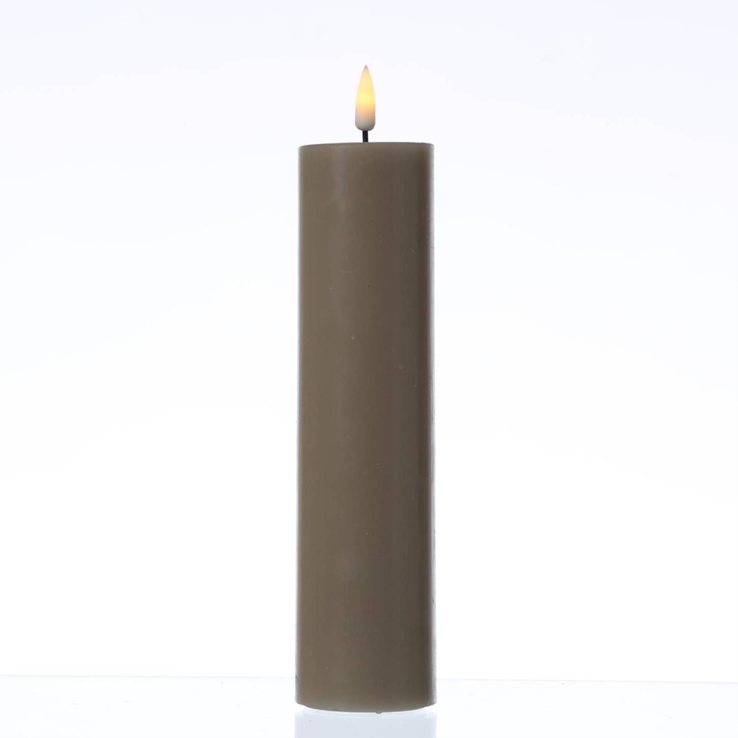 LED Kerze Mia Deluxe Echtwachs 3D Flamme Wachsspiegel flackernd H: 20cm taupe