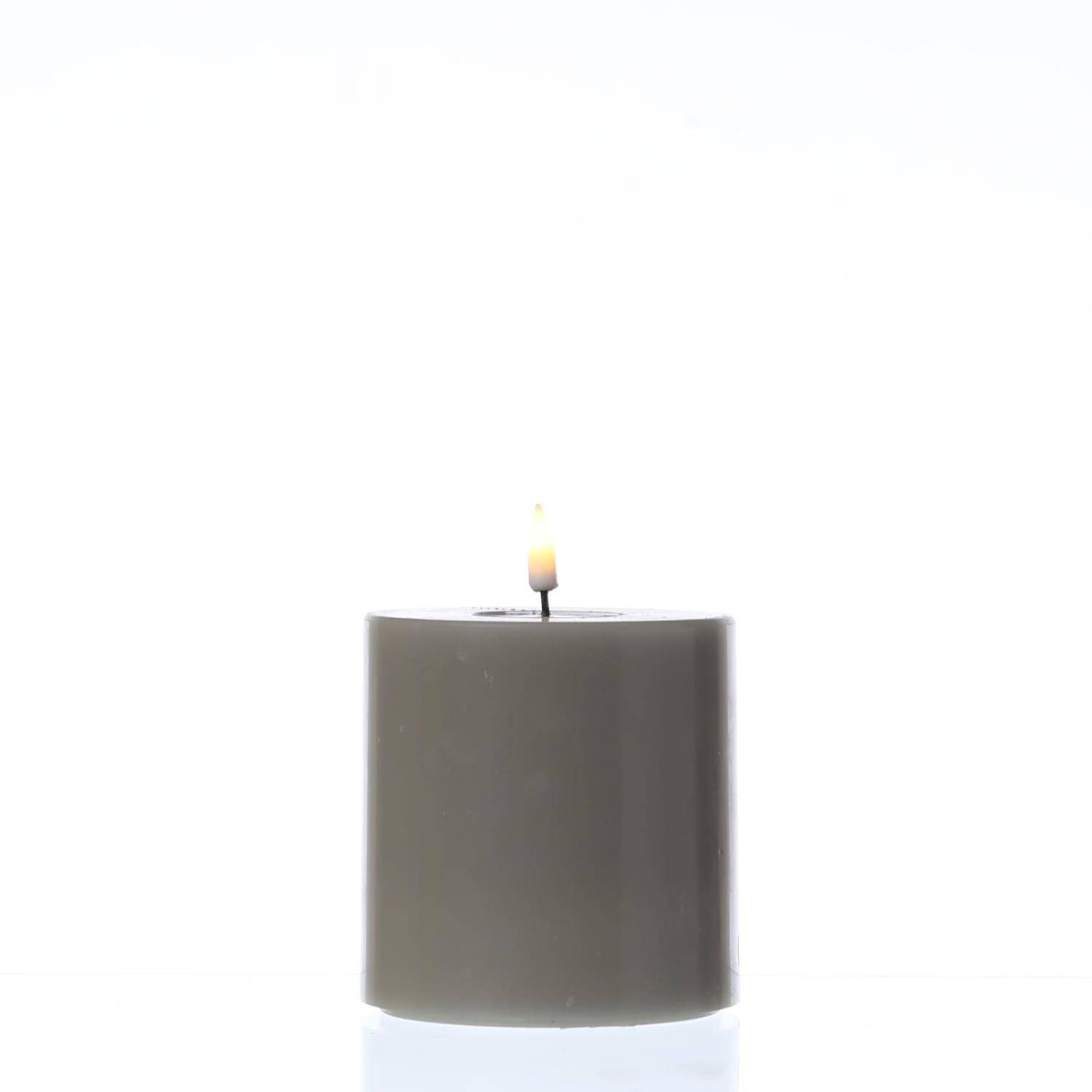 LED Kerze Mia Deluxe Echtwachs 3D Flamme Wachsspiegel flackernd H: 10cm taupe