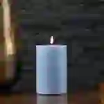 LED Kerze Mia Deluxe Echtwachs 3D Flamme Wachsspiegel flackernd H: 15cm hellblau LED Kerze Mia Deluxe Echtwachs 3D Flamme Wachsspiegel flackernd H: 15cm hellblau