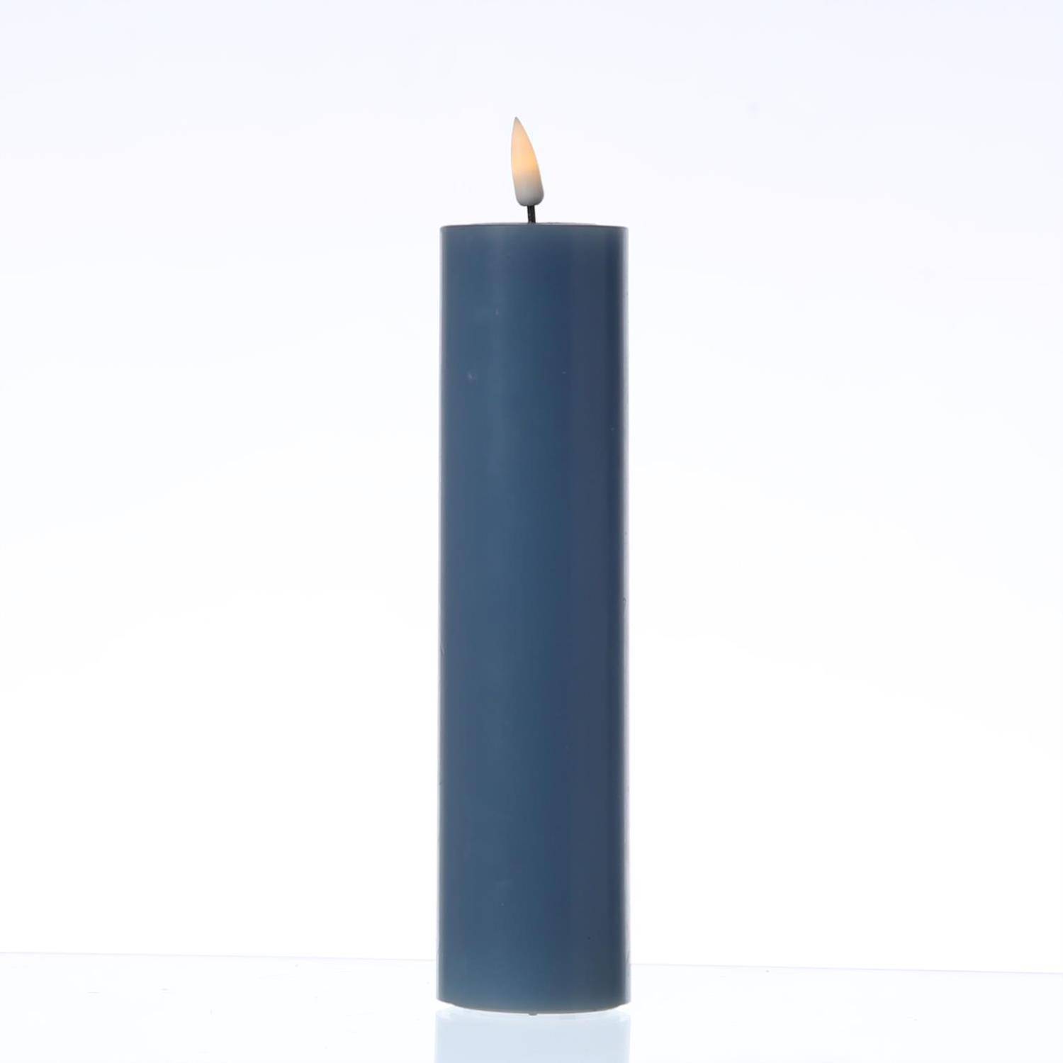 LED Kerze Mia Deluxe Echtwachs 3D Flamme Wachsspiegel flackernd H: 20cm eisblau