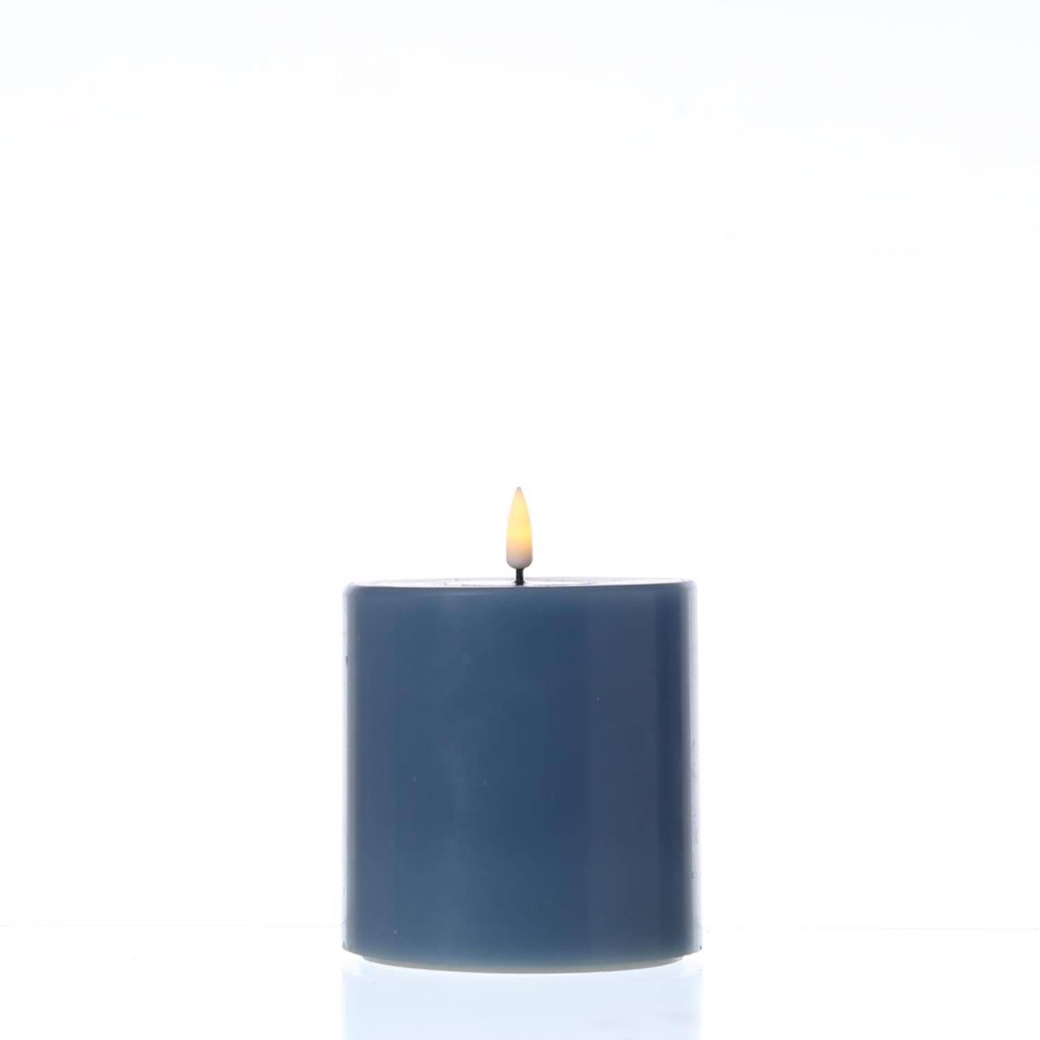 LED Kerze Mia Deluxe Echtwachs 3D Flamme Wachsspiegel flackernd H: 10cm eisblau