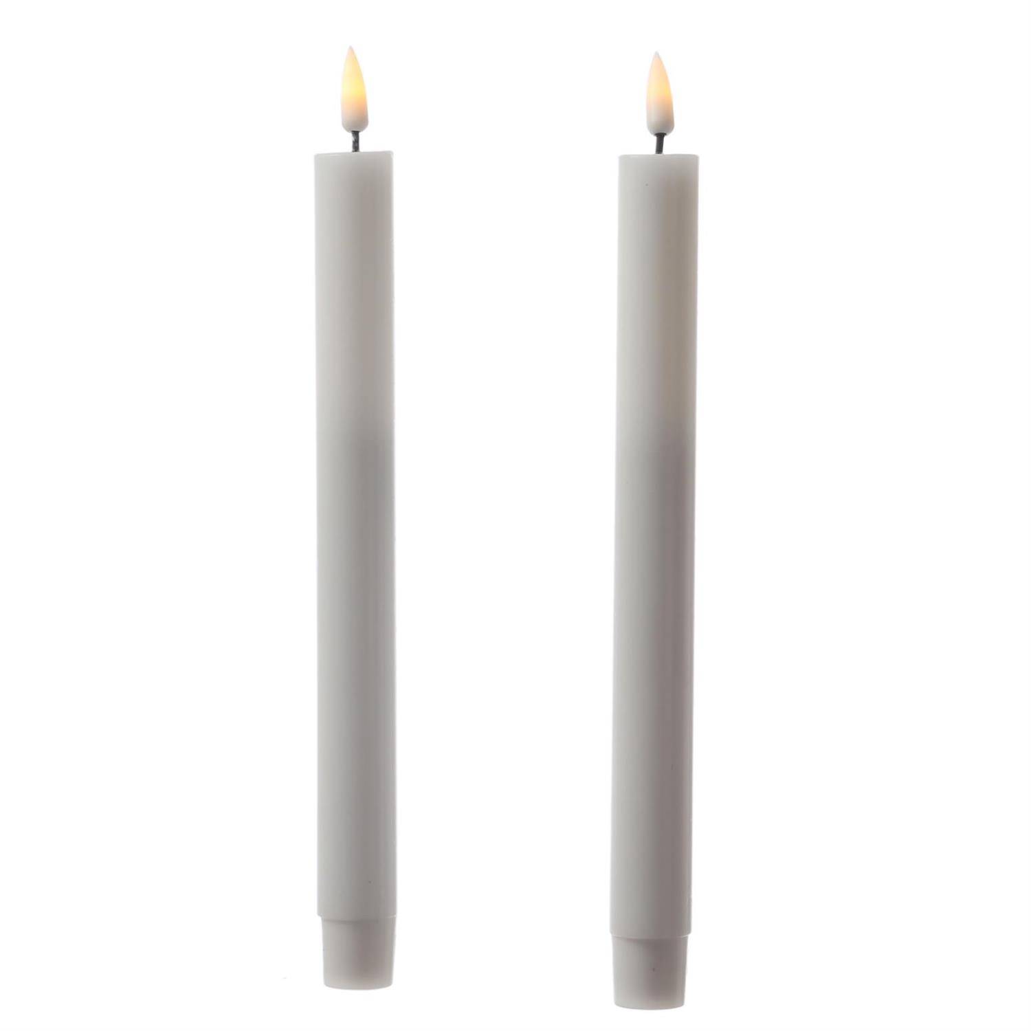 LED Stabkerzen Mia Deluxe Homeart Tafelkerzen Echtwachs 3D Flamme 24cm weiß 2Stk