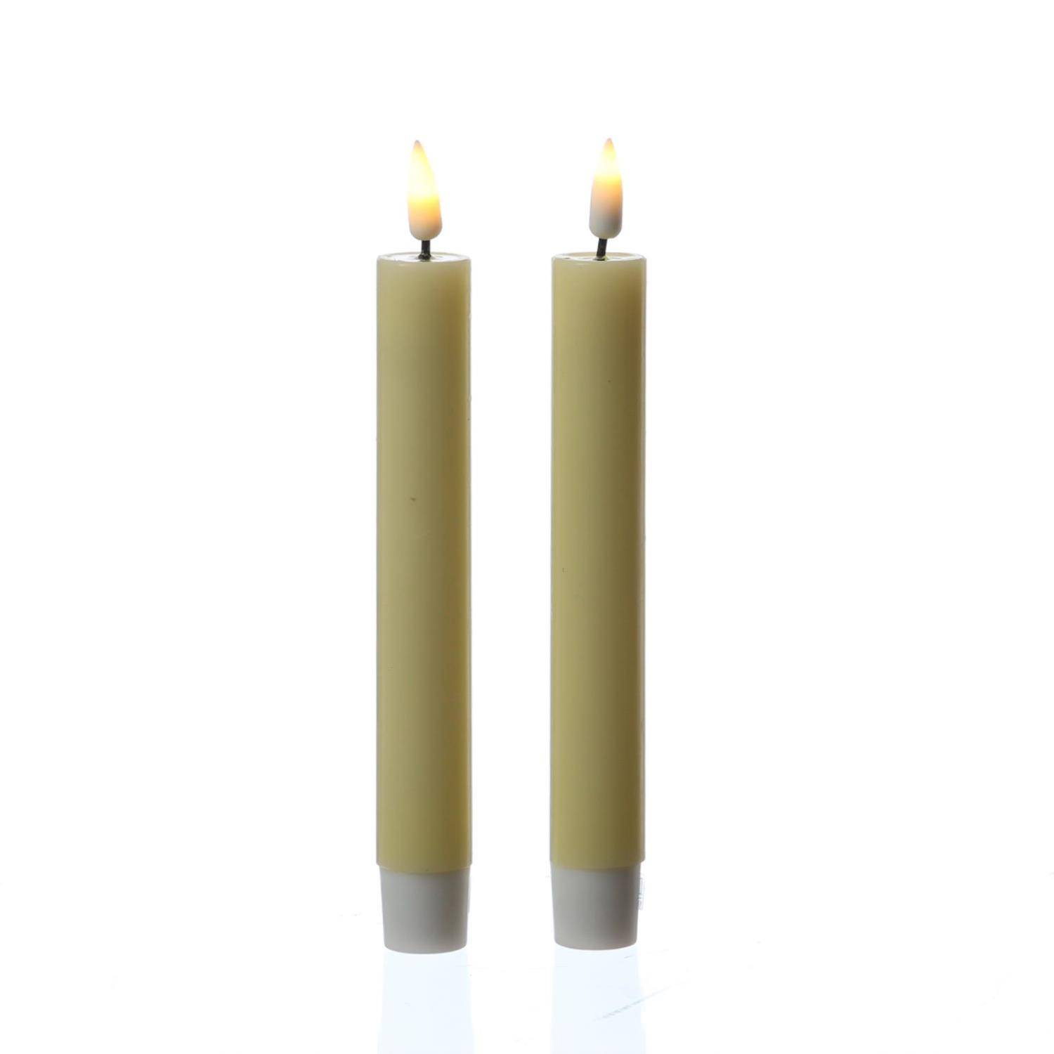 LED Stabkerzen Mia Deluxe Homeart Tafelkerzen Echtwachs 3D Flamme 15cm gelb 2Stk