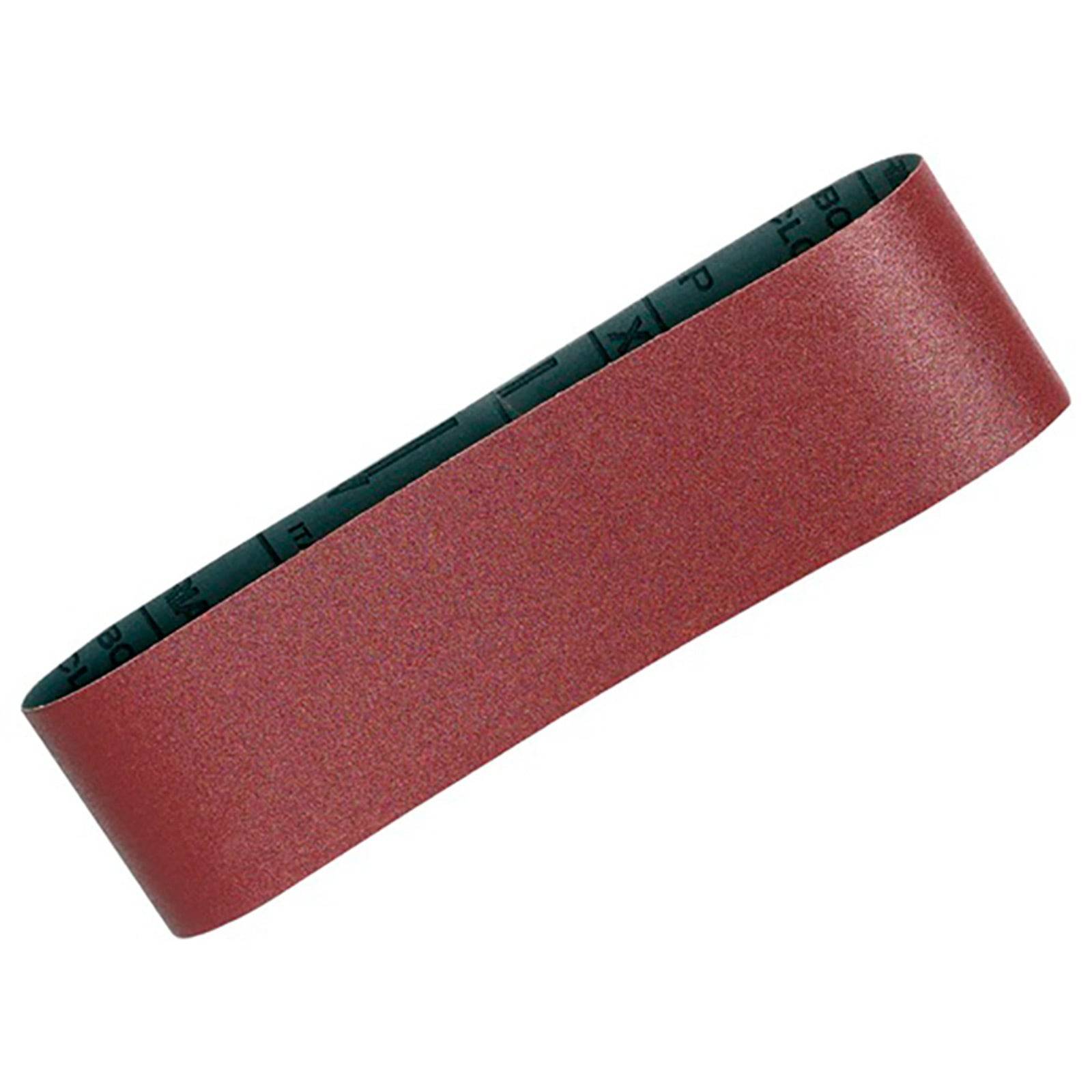 Ein schleifkraftvoll Schleifband, marronfarben, oval geformt, verwendet zum Glätten von Oberflächen in der Holz- oder Metallbearbeitung.