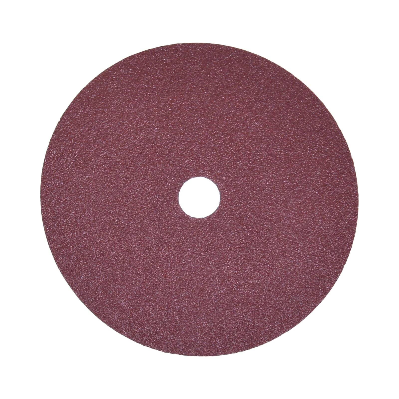 Kreisförmige rote Schleifpapierscheibe mit einem zentralen Loch, die für Schleifanwendungen verwendet wird.