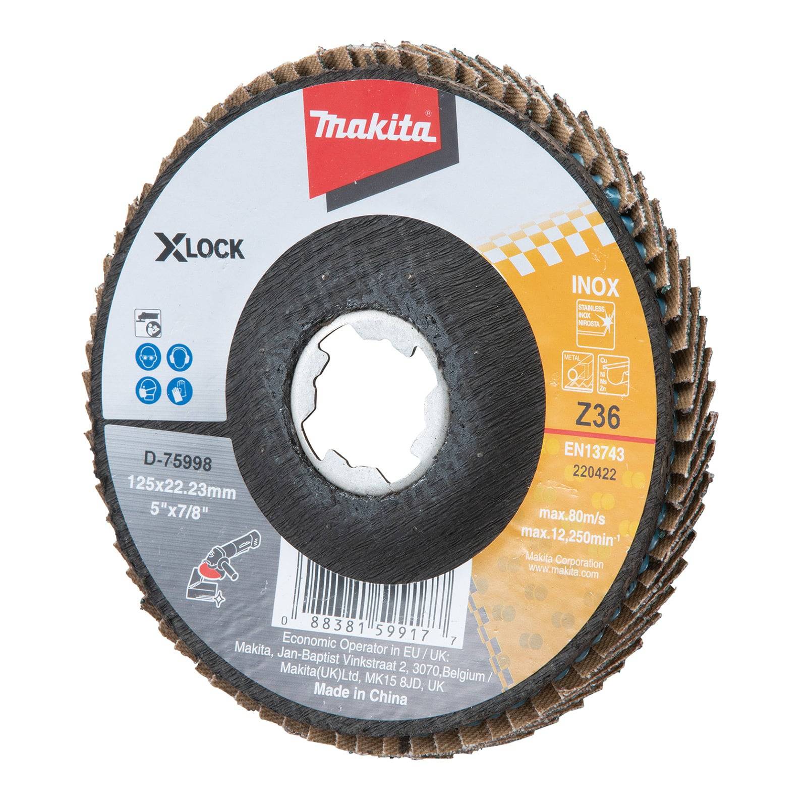 Makita X-Lock INOX Trennscheibe, Modell D-75998, 125 x 22,23 mm, 5