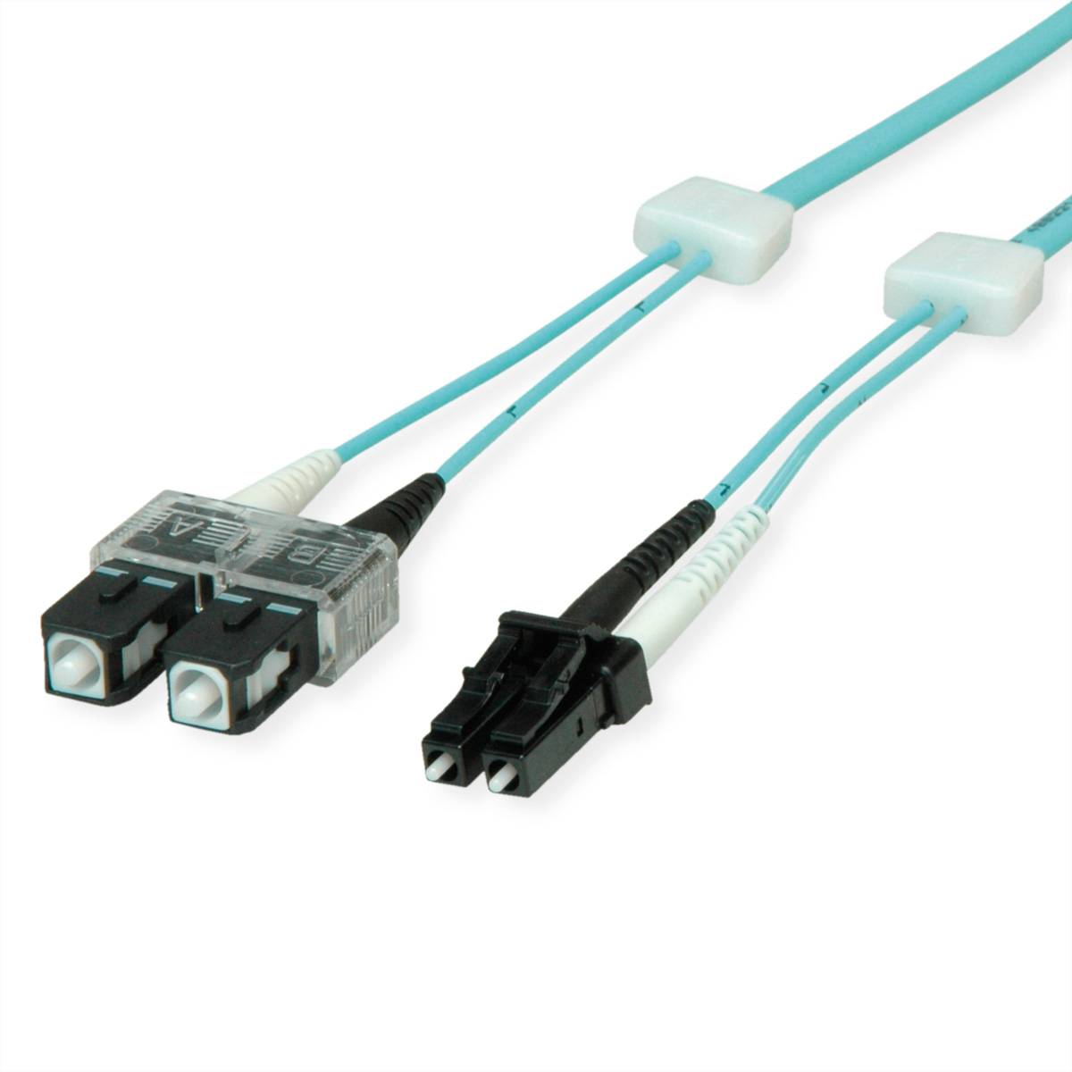 EasyLan LWL-LED-Patchkabel duplex 50/125µm OM3, LC/SC, türkis, 5 m Fiber Optic Kabel OM3