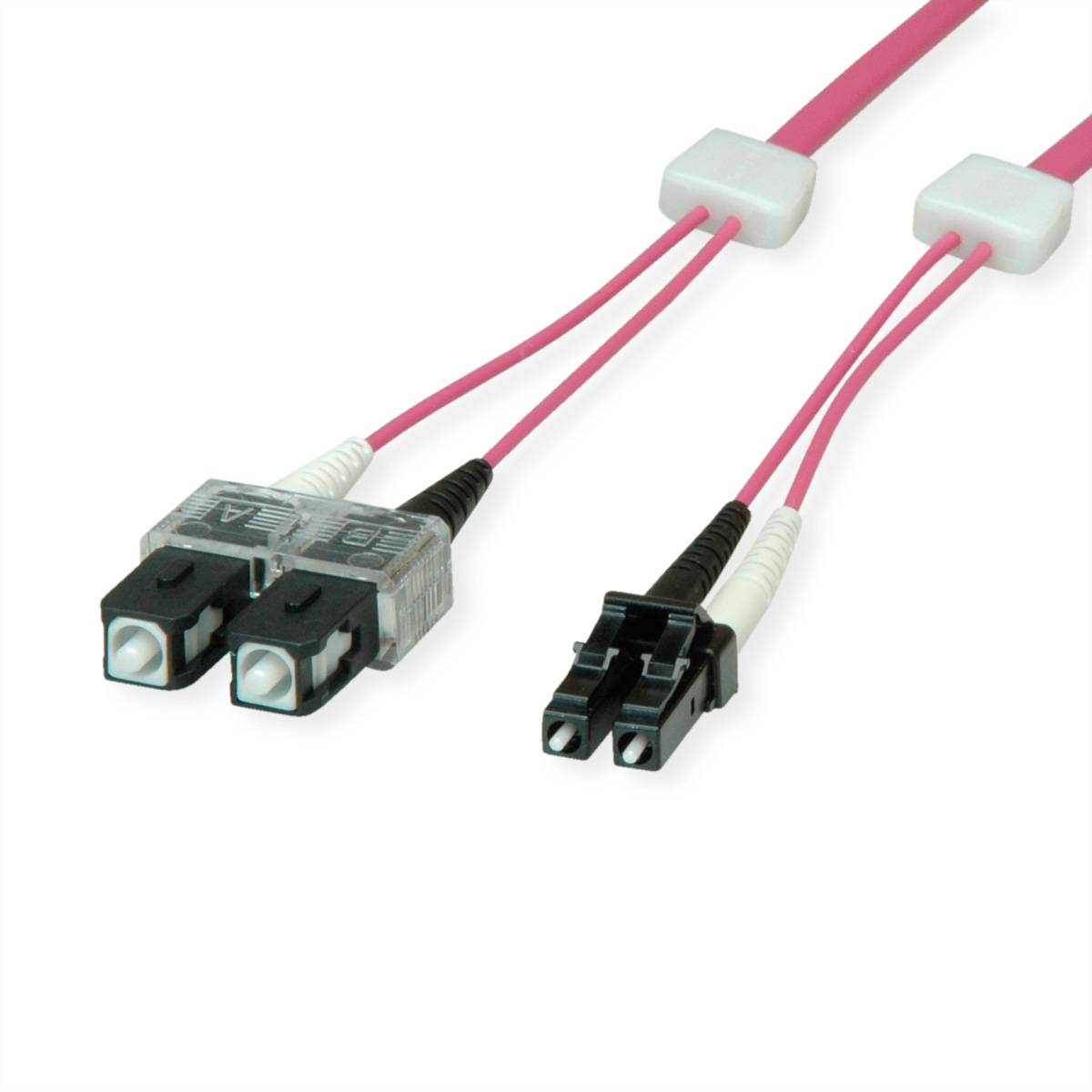 EasyLan LWL-LED-Patchkabel duplex 50/125µm OM4, LC/SC, violett, 10 m Fiber Optic Kabel OM4