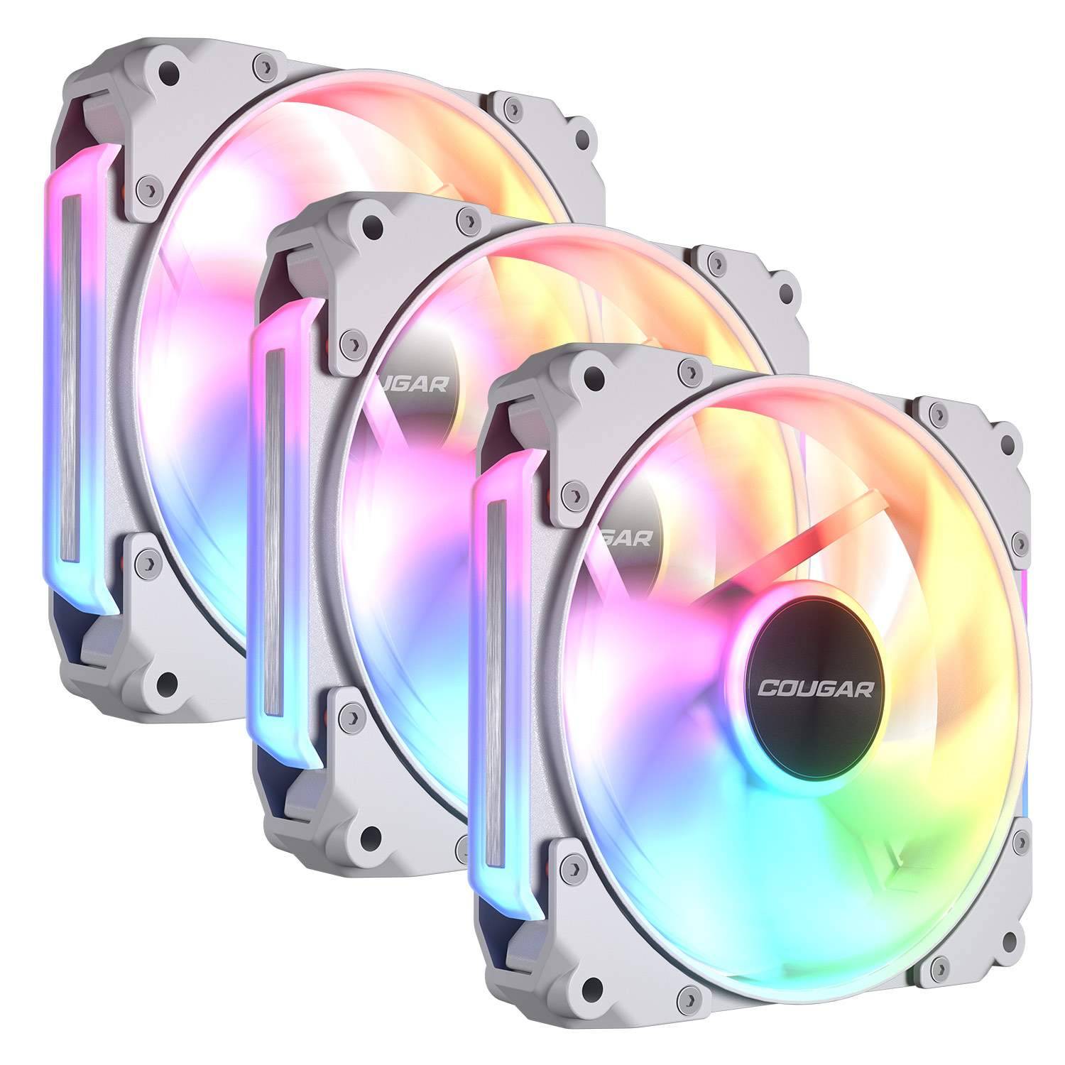 COUGAR Gehäuse Lüfter Apolar 120 ARGB, Reverse Blade, Weiß (3 in one Package), Lüftermodul, Weiß, 3-pin + 4-pin, 75,38 cfm, 37,1 dB, Computergeh?