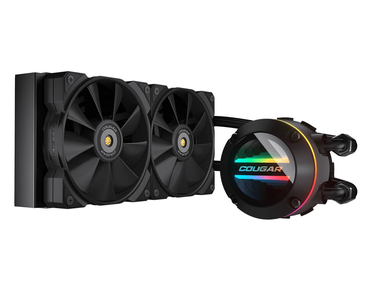 COUGAR CPU Wasserkühlung Poseidon-GT 240, ARGB, Schwarz, All-in-One-Flüssigkeitskühler, 12 cm, Schwarz