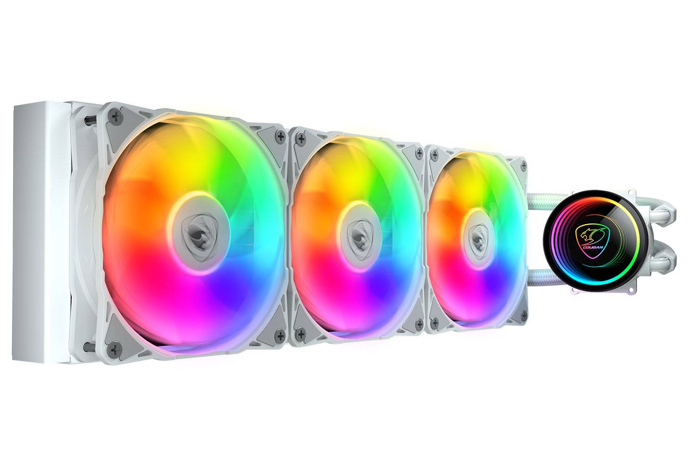 COUGAR CPU Wasserkühlung, Poseidon Elite 360, ARGB, Weiß, All-in-One-Flüssigkeitskühler, 12 cm, 500 RPM, 2200 RPM, Weiß