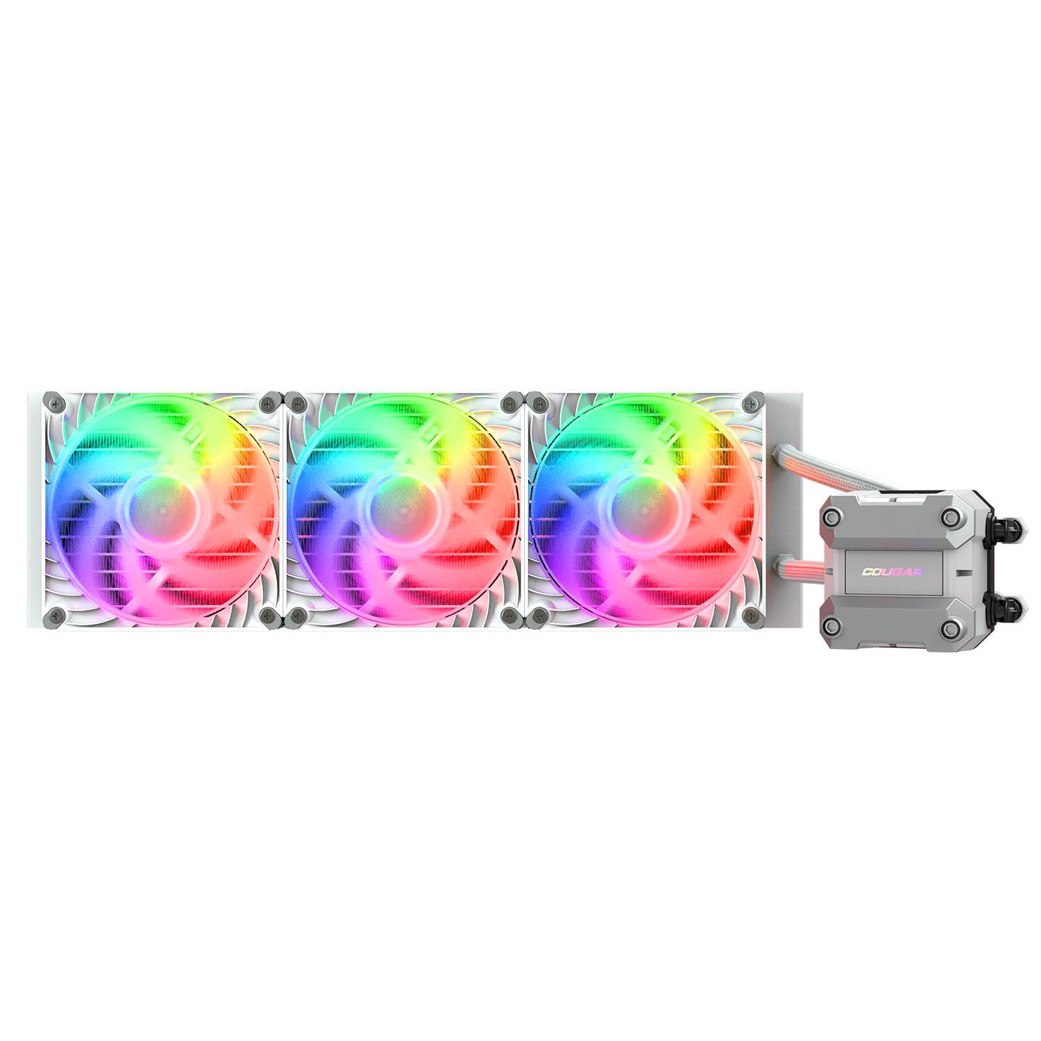 COUGAR CPU Wasserkühlung Poseidon Ultra 240, ARGB, Schwarz, All-in-One-Flüssigkeitskühler, 12 cm, 500 RPM, 2200 RPM, Weiß