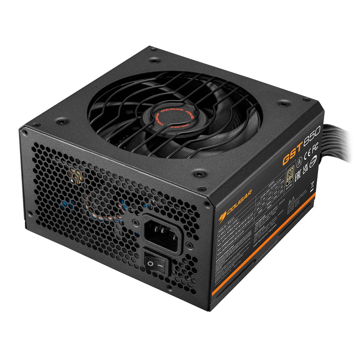 COUGAR Netzteil GST 850W ATX3.1 / 80 Plus Gold, 850 W, 100 - 240 V, 50/60 Hz, 12 - 6 A, 120 W, 850 W