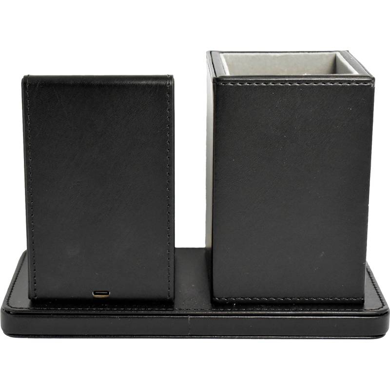 deflecto Schreibtisch-Organizer mit Qi-Ladegerät, schwarz