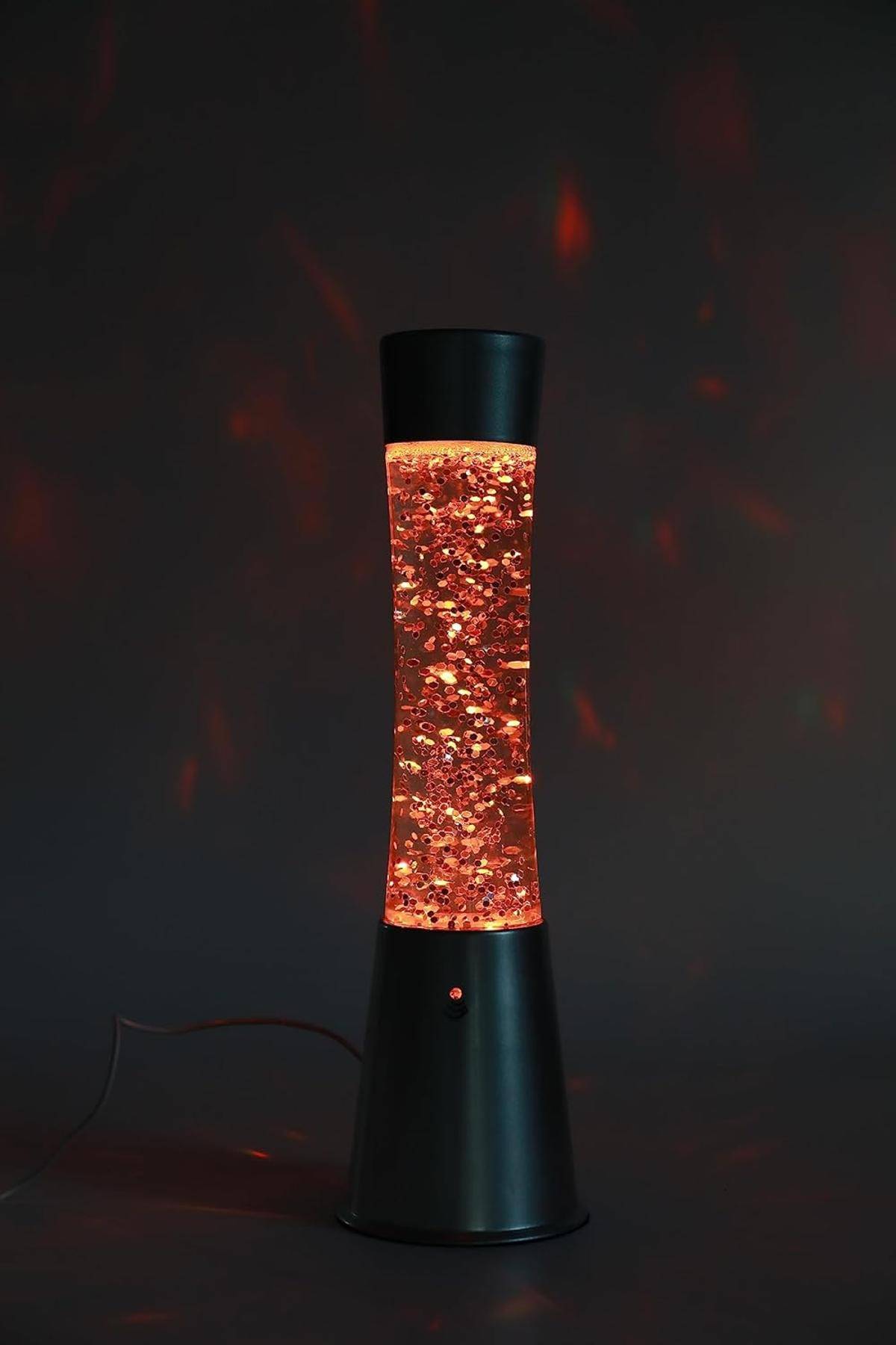 I-TOTAL® farbwechselnde LED-Lavalampe mit Glitzer, transparente Flüssigkeit