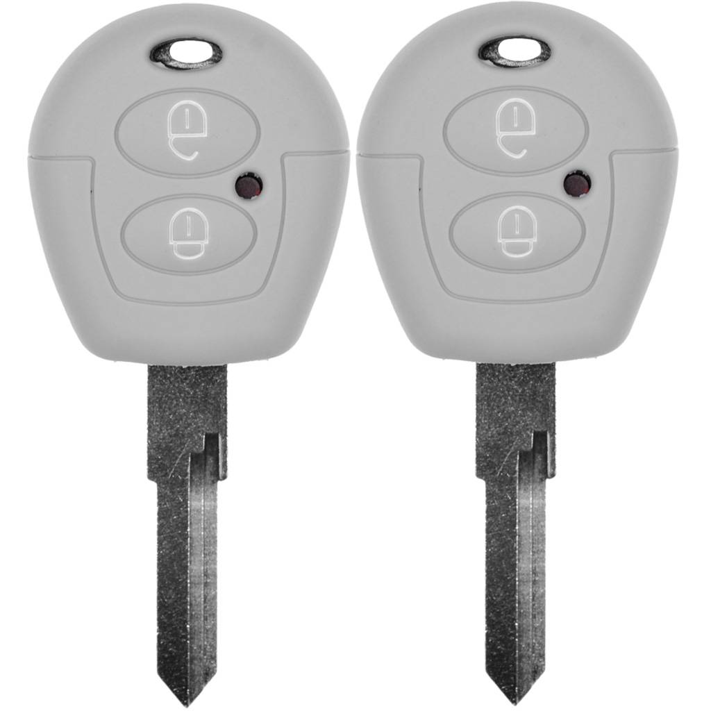 2x Auto Schlüssel Silikon Schutz Hülle Grau kompatibel mit VW SEAT Skoda T4 Fox Sharan Polo Cordoba 2 Tasten Funk Fernbedienung