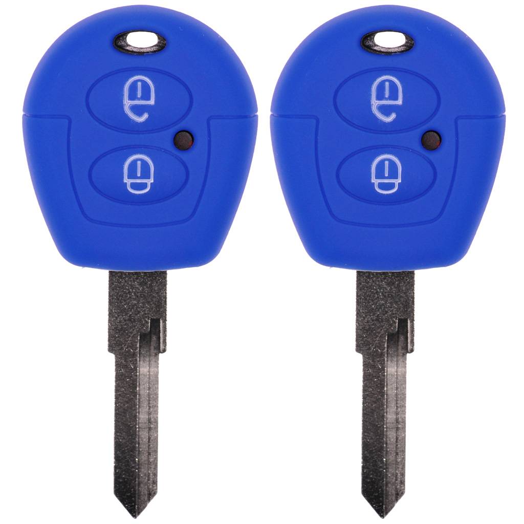 2x Auto Schlüssel Silikon Schutz Hülle Blau kompatibel mit VW SEAT Skoda T4 Fox Sharan Polo Cordoba 2 Tasten Funk Fernbedienung