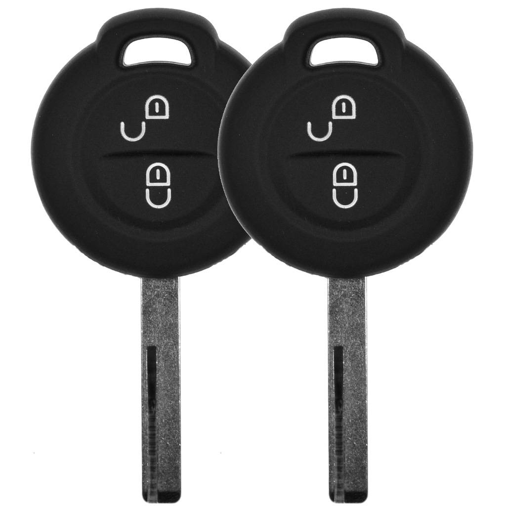 2x Auto Schlüssel Silikon Schutz Hülle Schwarz kompatibel mit Mitsubishi Colt VI Smart Forfour 454 2 Tasten Funk Fernbedienung