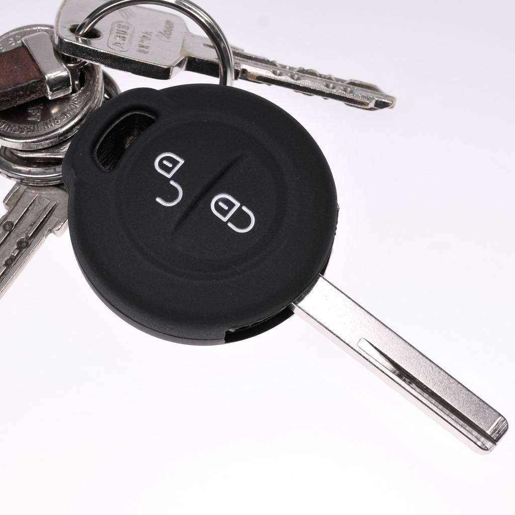 2x Auto Schlüssel Silikon Schutz Hülle Schwarz kompatibel mit Mitsubishi Colt VI Smart Forfour 454 2 Tasten Funk Fernbedienung