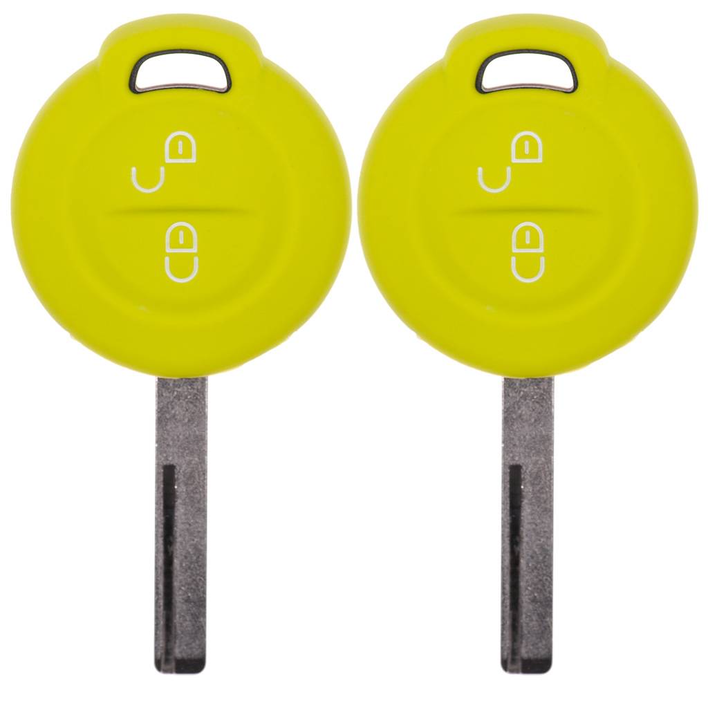 2x Auto Schlüssel Silikon Schutz Hülle Apfelgrün kompatibel mit Mitsubishi Colt VI Smart Forfour 454 2 Tasten Funk Fernbedienung