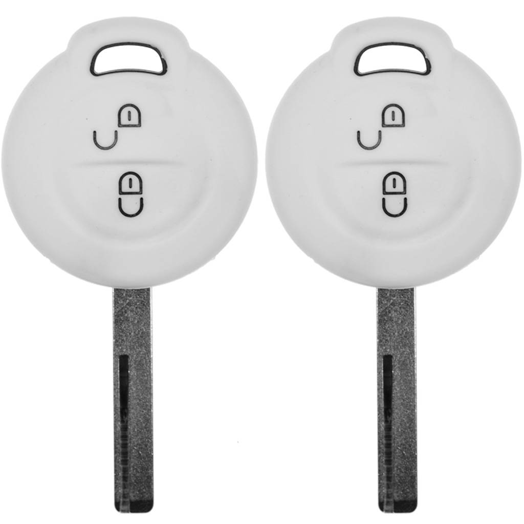 2x Auto Schlüssel Silikon Schutz Hülle Weiß kompatibel mit Mitsubishi Colt VI Smart Forfour 454 2 Tasten Funk Fernbedienung