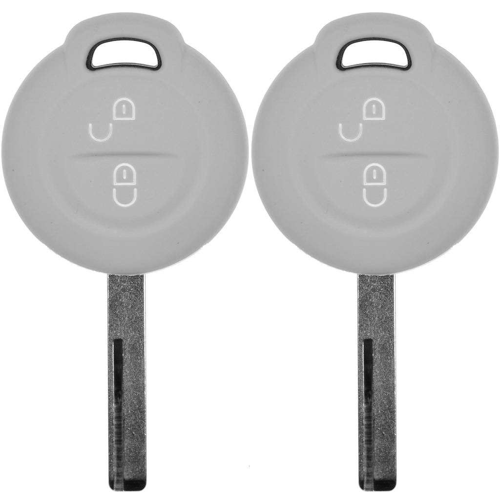 2x Auto Schlüssel Silikon Schutz Hülle Grau kompatibel mit Mitsubishi Colt VI Smart Forfour 454 2 Tasten Funk Fernbedienung