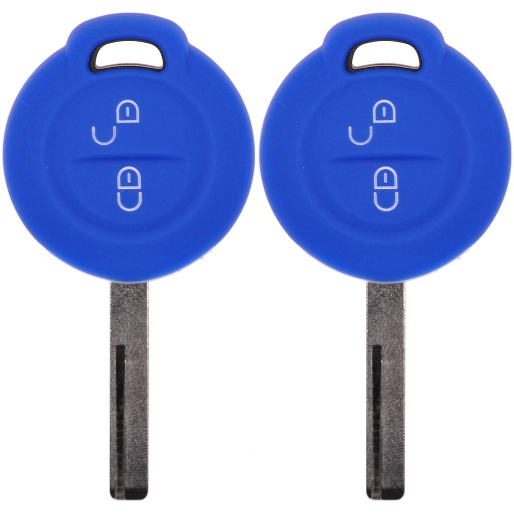 2x Auto Schlüssel Silikon Schutz Hülle Blau kompatibel mit Mitsubishi Colt VI Smart Forfour 454 2 Tasten Funk Fernbedienung