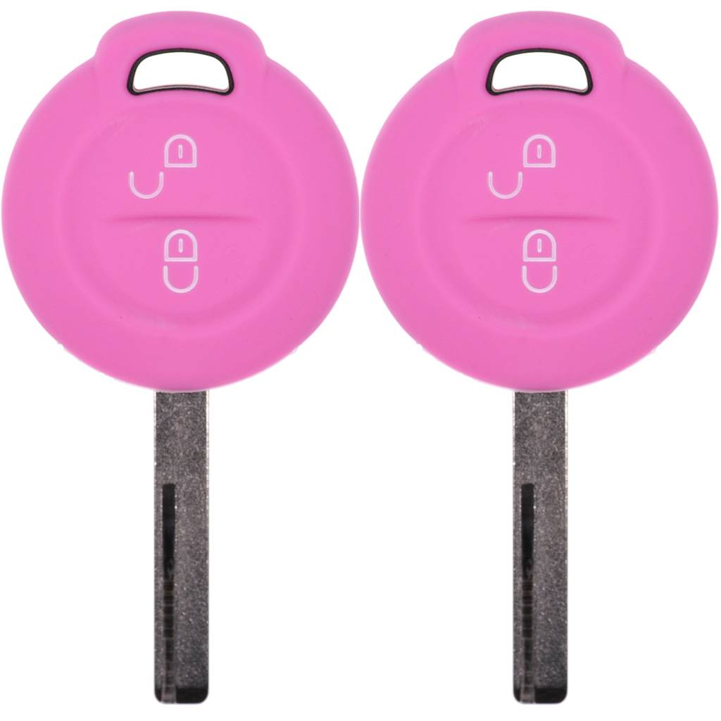 2x Auto Schlüssel Silikon Schutz Hülle Rosa kompatibel mit Mitsubishi Colt VI Smart Forfour 454 2 Tasten Funk Fernbedienung