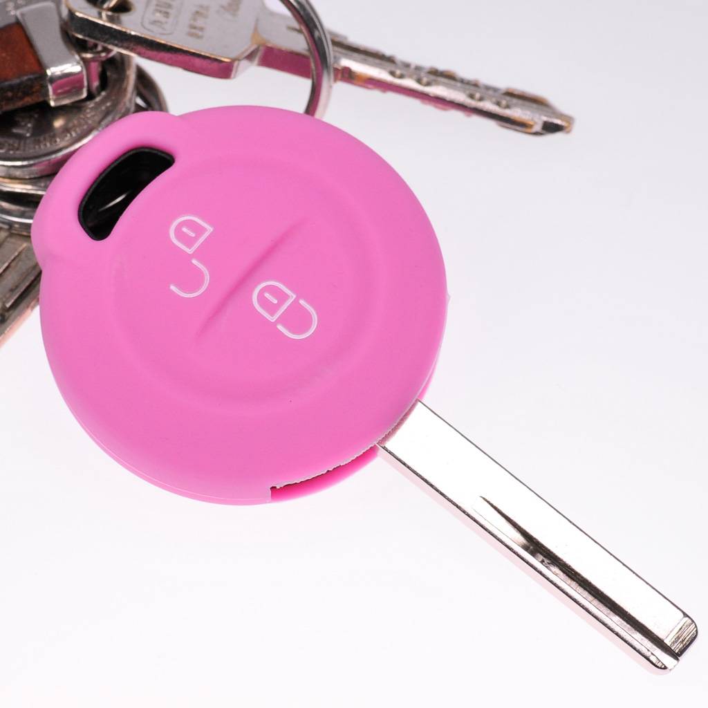 2x Auto Schlüssel Silikon Schutz Hülle Rosa kompatibel mit Mitsubishi Colt VI Smart Forfour 454 2 Tasten Funk Fernbedienung
