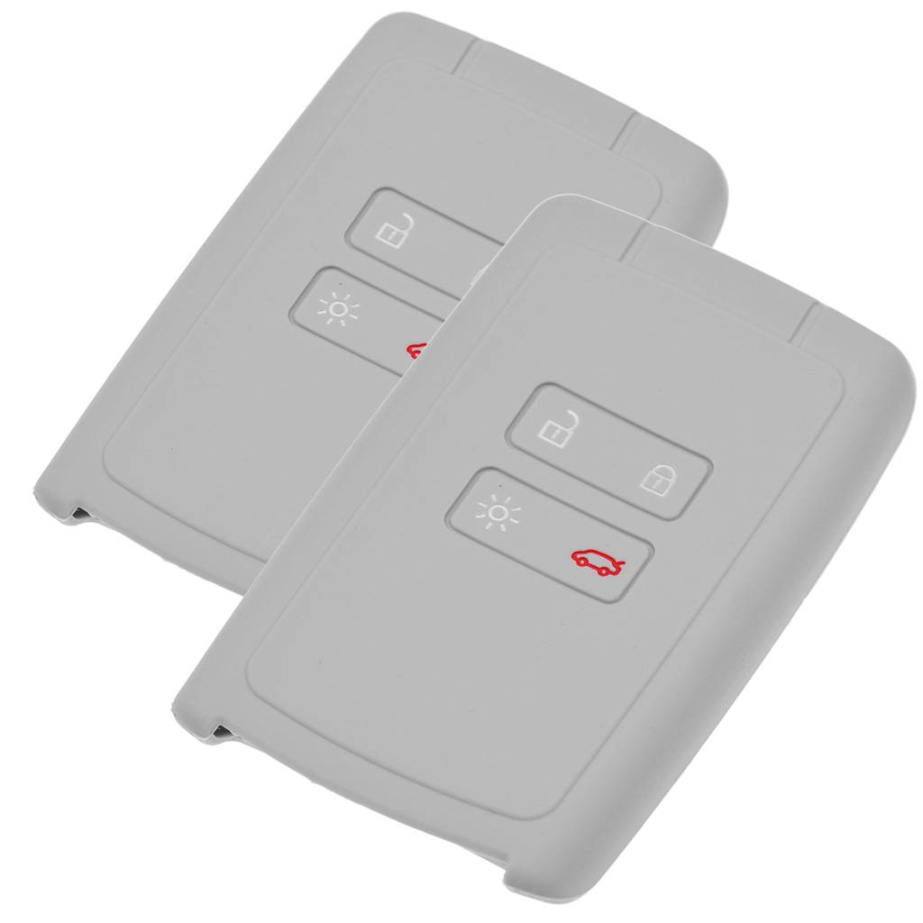 2x Auto Schlüssel Silikon Schutz Hülle Grau kompatibel mit Renault Megane Kadjar Clio Captur 4 Tasten KEYLESS SMARTKEY